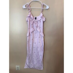 Women's Wild Fable Pink Ruffle Maxi Dress Size XXS Butterfly Pattern NWT